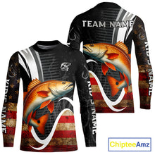 Load image into Gallery viewer, Personalized professional Redfish fishing shirts American Flag patriotic Red Drum fishing jerseys NQS11461