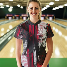 Load image into Gallery viewer, Personalized Bowling Polo, Quarter Zip Shirts For Women Custom Bowling Team League Jersey NQS9526