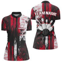 Load image into Gallery viewer, Personalized Bowling Polo, Quarter Zip Shirts For Women Custom Bowling Team League Jersey NQS9526