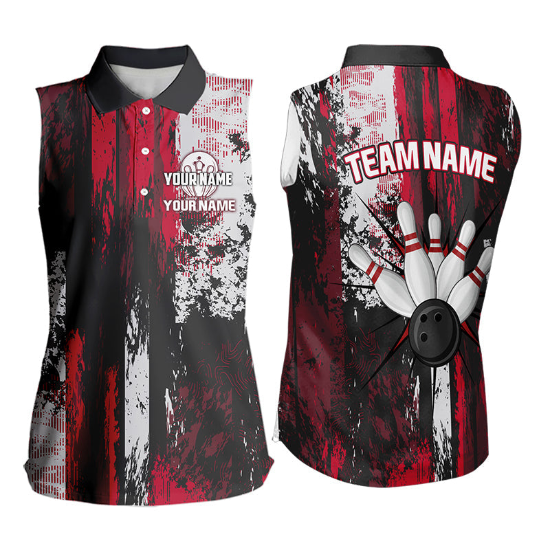 Personalized Bowling Sleeveless Polo Shirt Custom Bowling Team League Jersey NQS9526
