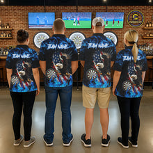 Load image into Gallery viewer, Blue Flame American Flag Eagle Men Dart Shirts Custom patriotic Dart Jersey NQS11645