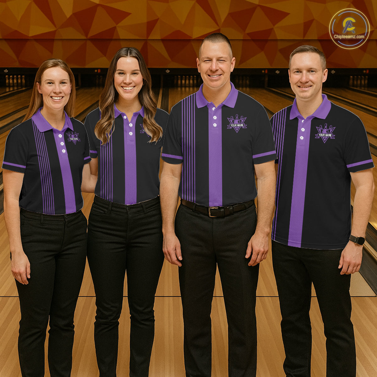 Custom Black and Purple American Flag Retro Bowling Team Shirts For Men, Patriotic Bowling Outfits NQS11650