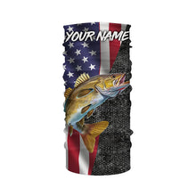 Load image into Gallery viewer, American Flag Walleye Fishing Custom long sleeve performance Fishing Shirts, Walleye Fishing jerseys NQS4925