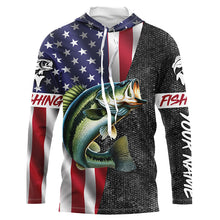 Load image into Gallery viewer, American Flag Bass Fishing Custom long sleeve Fishing Shirts for men, Bass Fishing jerseys NQS4926