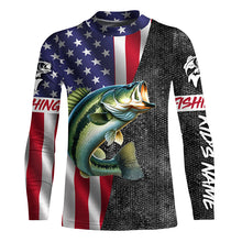 Load image into Gallery viewer, American Flag Bass Fishing Custom long sleeve Fishing Shirts for men, Bass Fishing jerseys NQS4926