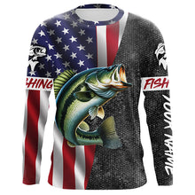 Load image into Gallery viewer, American Flag Bass Fishing Custom long sleeve Fishing Shirts for men, Bass Fishing jerseys NQS4926