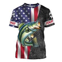 Load image into Gallery viewer, American Flag Bass Fishing Custom long sleeve Fishing Shirts for men, Bass Fishing jerseys NQS4926