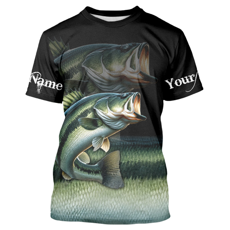 Largemouth Bass fishing green scales Custom sun protection Bass fishing jerseys, custom fishing gifts NQS9686
