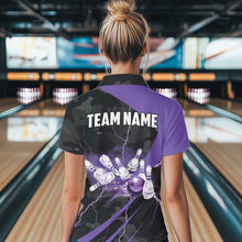 Load image into Gallery viewer, Black Camo Purple Lightning Thunder Bowling Shirts For Women Custom Bowling Team League Jerseys NQS9689