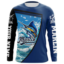 Load image into Gallery viewer, Marlin Fishing Blue UV Protection Long sleeve Fishing shirts Custom Marlin Fishing apparel NQS289