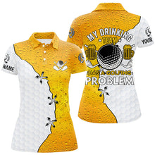 Load image into Gallery viewer, Womens golf polo shirt custom My drinking team has a golfing problem, beer pattern golf team shirt NQS7473