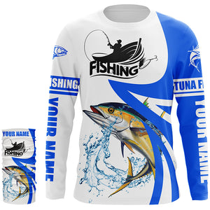 Tuna fishing Custom sun protection long sleeve fishing shirts, Tuna saltwater fishing jerseys | Blue NQS5463