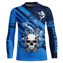 Load image into Gallery viewer, Personalized Sailfish Fish reaper Saltwater blue sea UV Long Sleeve Performance Fishing Shirts NQS7625