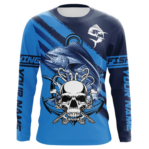 Personalized Mahi mahi Fish reaper Saltwater blue sea UV Long Sleeve Performance Fishing Shirts NQS7626