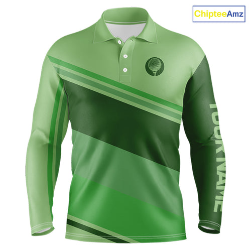 Green Mens golf polo shirts custom name mens golf tops, unique gift for the golfers NQS9970