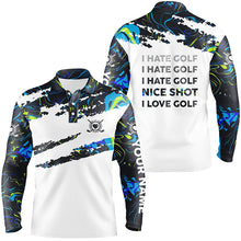 Load image into Gallery viewer, Funny golf I hate golf nice shot I love golf camo Mens golf polo shirts custom mens golf clothing NQS7821