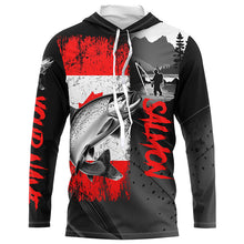 Load image into Gallery viewer, Canadian Flag Salmon Fishing Custom long sleeve performance Fishing Shirts, Salmon fishing jerseys NQS8055