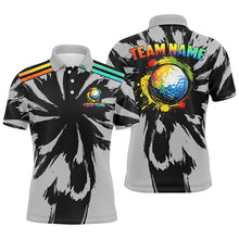 Load image into Gallery viewer, Black and gray pattern custom watercolor golf ball team Mens golf polos shirt, unique golf gifts NQS8058