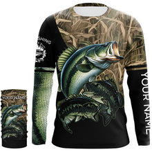 Load image into Gallery viewer, Bass fishing green scales camo personalized sun protection long sleeve fishing shirts NQS3755