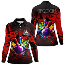 Load image into Gallery viewer, Colorful bowling jersey Polo, 1/4 Zip Shirt for Women Custom Bowling Team shirts for bowler| Red NQS8257