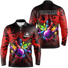 Load image into Gallery viewer, Colorful bowling jerseys Polo, 1/4 Zip Shirt for Men Custom Bowling Team shirts for bowler | Red NQS8257