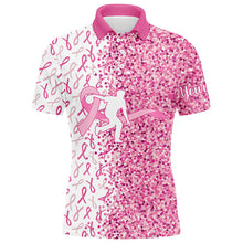 Load image into Gallery viewer, Pink glitter ribbon Bowling Shirts For Men Custom Breast cancer bowling shirts gift for bowlers NQS8261