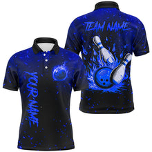 Load image into Gallery viewer, Blue Flame Bowling Jerseys For Men Custom Bowling Polo, Quarter-Zip Shirt for Team, Gift for Bowler NQS8467