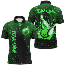 Load image into Gallery viewer, Green Flame Bowling Jerseys For Men Custom Bowling Polo, Quarter-Zip Shirt for Team, Gift for Bowler NQS8468