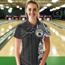 Load image into Gallery viewer, Black and White Tribal pattern Women Bowling Shirts Custom Bowling outfit ladies Team bowling jerseys NQS10648