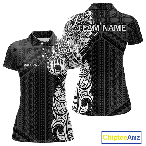 Black and White Tribal pattern Women Bowling Shirts Custom Bowling outfit ladies Team bowling jerseys NQS10648