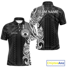 Load image into Gallery viewer, Black and White Tribal pattern Men Bowling Shirt Custom Bowling outfit men Team bowling league jersey NQS10648