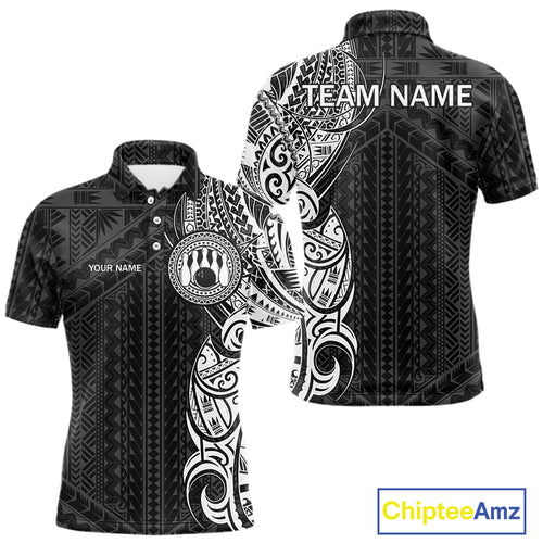 Black and White Tribal pattern Men Bowling Shirt Custom Bowling outfit men Team bowling league jersey NQS10648
