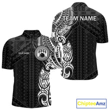 Load image into Gallery viewer, Black and White Tribal pattern Men Bowling Shirt Custom Bowling outfit men Team bowling league jersey NQS10648