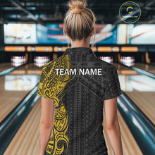 Load image into Gallery viewer, Black &amp; Yellow Tribal pattern Women Bowling Shirt Custom Bowling outfit ladies Team bowling jersey NQS10650