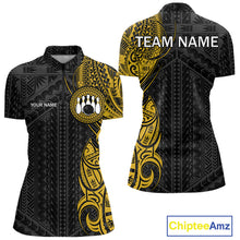 Load image into Gallery viewer, Black &amp; Yellow Tribal pattern Women Bowling Shirt Custom Bowling outfit ladies Team bowling jersey NQS10650