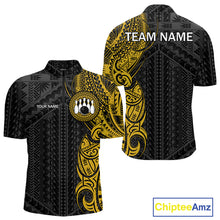 Load image into Gallery viewer, Black and Yellow Tribal pattern Men Bowling Shirt Custom Bowling outfit men Team bowling jersey NQS10650