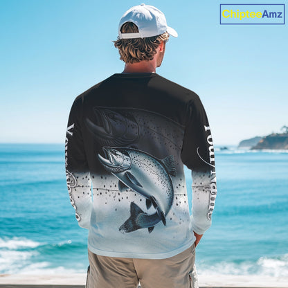 Salmon fishing scales Custom name sun protection personalized fishing gifts, Salmon fishing jerseys NQS10652