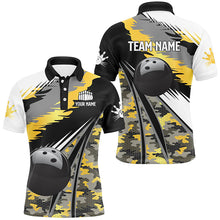 Load image into Gallery viewer, Mens polo, quarter zip bowling shirts Custom black ball Gold camo Bowling Team Jersey, gift for Bowler NQS8712