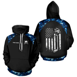 Black and Blue Camo American Flag Golf Hoodies custom patriotic golf hoodie NQS9180