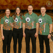 Load image into Gallery viewer, Green and orange Irish Tribal Cross St Patrick's Day Women bowling shirts Custom Lucky Bowling Jersey NQS11255