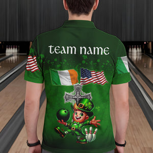 Irish American Flags Green Shamrock Bowling Shirts For Men Custom St Patrick Day Team Bowling Jerseys NQS9388