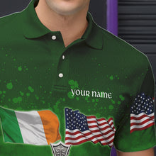 Load image into Gallery viewer, Irish American Flags Green Shamrock Bowling Shirts For Men Custom St Patrick Day Team Bowling Jerseys NQS9388