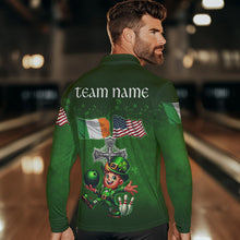 Load image into Gallery viewer, Irish American Flags Green Shamrock Bowling Shirts For Men Custom St Patrick Day Team Bowling Jerseys NQS9388