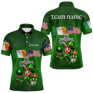 Irish American Flags Green Shamrock Bowling Shirts For Men Custom St Patrick Day Team Bowling Jerseys NQS9388