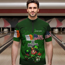 Load image into Gallery viewer, Irish American Flags Green Shamrock Bowling Shirts For Men Custom St Patrick Day Team Bowling Jerseys NQS9388