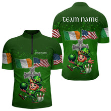 Load image into Gallery viewer, Irish American Flags Green Shamrock Bowling Shirts For Men Custom St Patrick Day Team Bowling Jerseys NQS9388