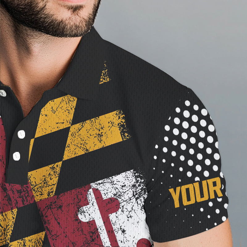 Personalized golf polo shirts for Men Vintage Maryland Flag Custom patriotic golf tops for mens NQS9537
