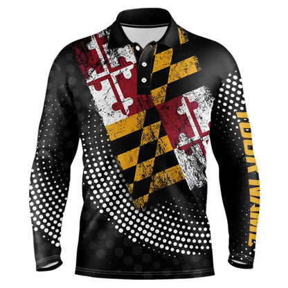 Personalized golf polo shirts for Men Vintage Maryland Flag Custom patriotic golf tops for mens NQS9537