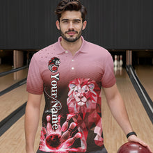 Load image into Gallery viewer, Red Lightning Lion Bowling Polo, Quarter Zip Shirts for Men Custom Lion Bowling Team jerseys NQS9692