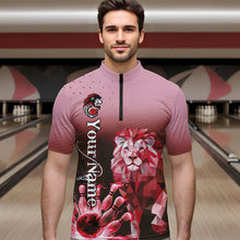 Load image into Gallery viewer, Red Lightning Lion Bowling Polo, Quarter Zip Shirts for Men Custom Lion Bowling Team jerseys NQS9692